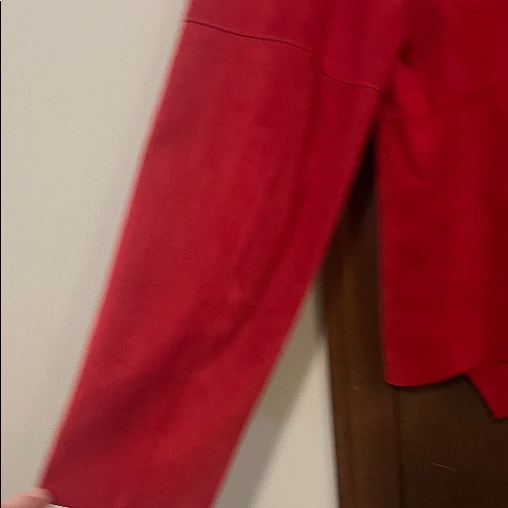 bagatelle Red Draped Open-Front Suede Blazer Large - Picture 9 of 12